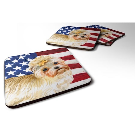 Morkie Patriotic Foam Coaster, 3.5 X 3.5 In. - Set Of 4